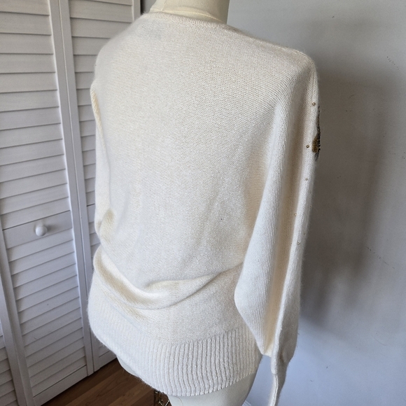 Cedars Embellished Silk Wool Knit Sweater Women's M Vtg 80s Luxury Maximalist - Picture 9 of 13